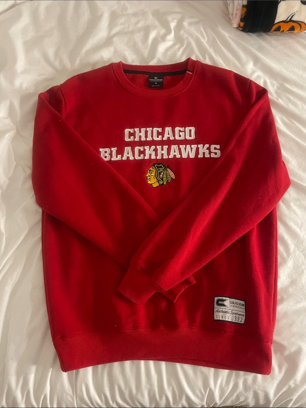 LICENSED Colosseum Red Chicago Blackhawks Crewneck Sweatshirt